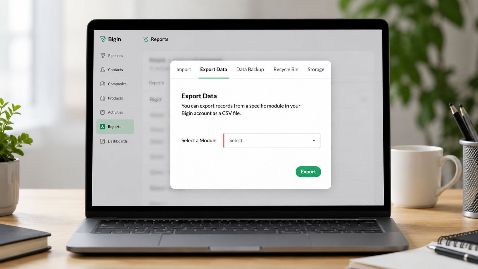 Xuất báo cáo Sales trên Zoho Bigin