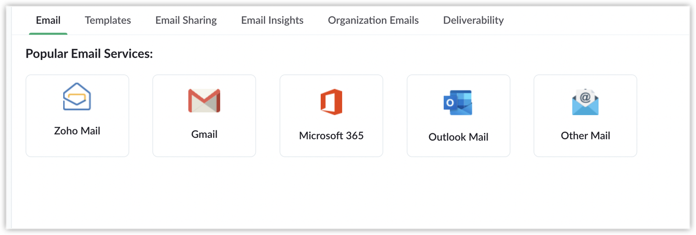 Tích hợp Email vào Zoho Bigin